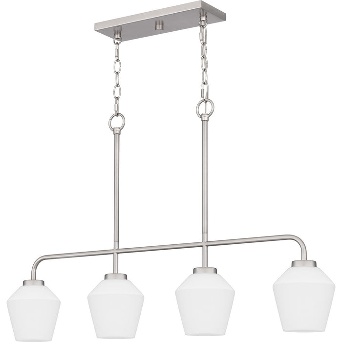 Quoizel NIE436BN Four Light Linear Chandelier, Brushed Nickel