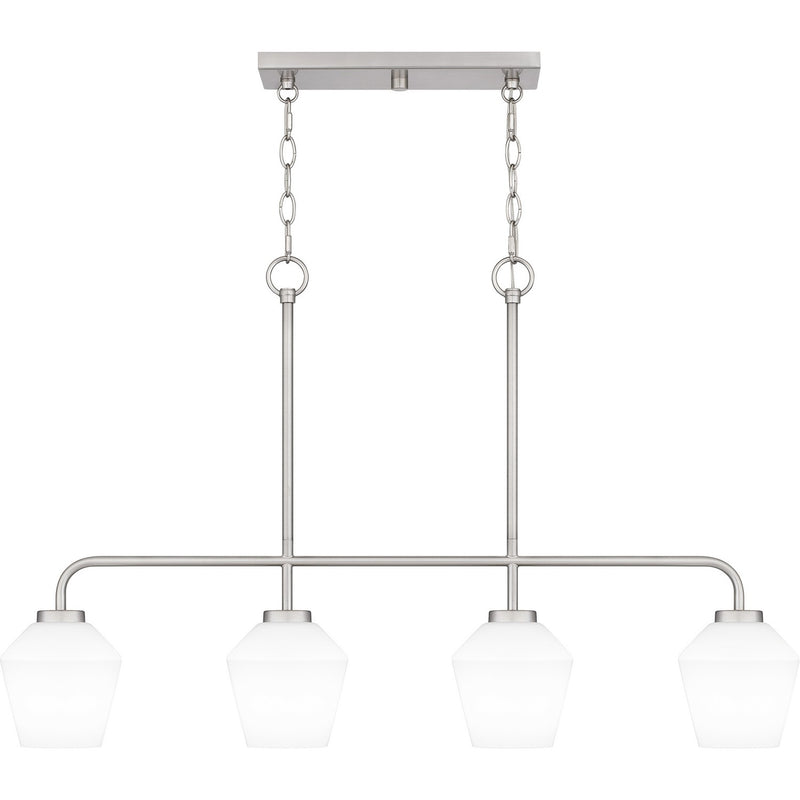 Quoizel NIE436BN Four Light Linear Chandelier, Brushed Nickel