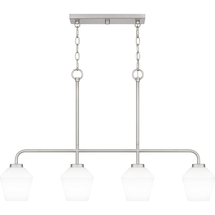 Quoizel NIE436BN Four Light Linear Chandelier, Brushed Nickel