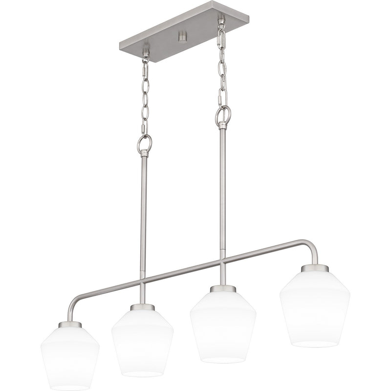 Quoizel NIE436BN Four Light Linear Chandelier, Brushed Nickel