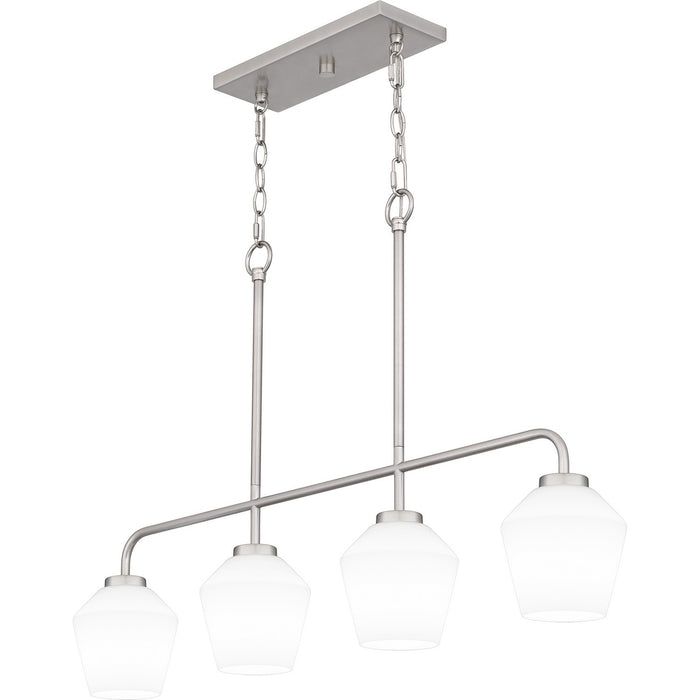 Quoizel NIE436BN Four Light Linear Chandelier, Brushed Nickel