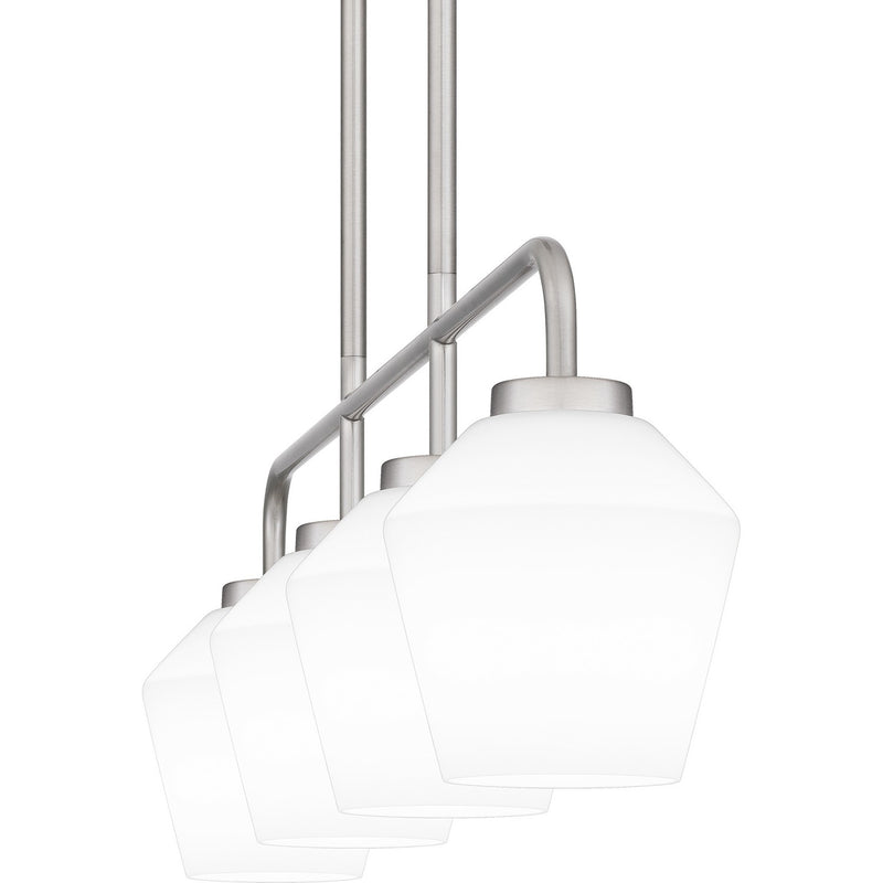 Quoizel NIE436BN Four Light Linear Chandelier, Brushed Nickel