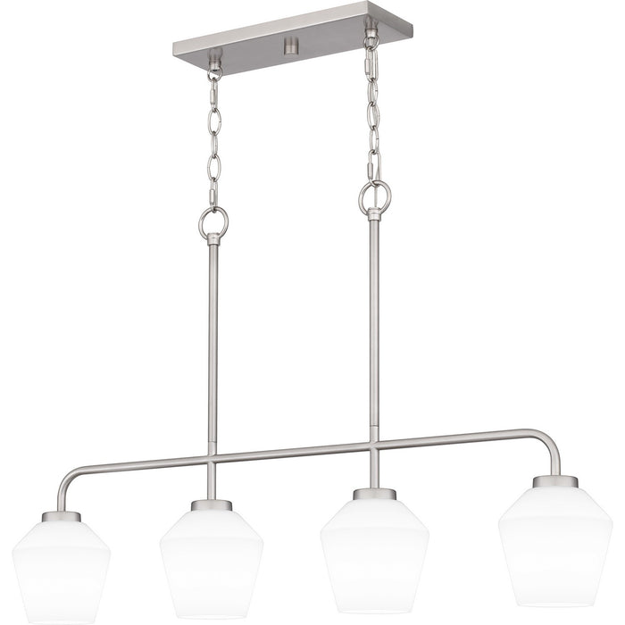 Quoizel NIE436BN Four Light Linear Chandelier, Brushed Nickel