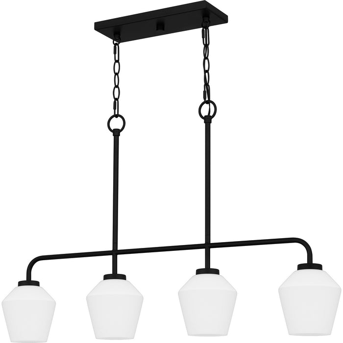 Quoizel NIE436MBK Four Light Linear Chandelier, Matte Black