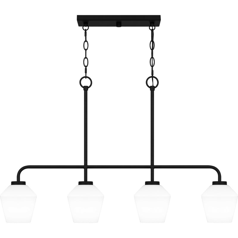 Quoizel NIE436MBK Four Light Linear Chandelier, Matte Black