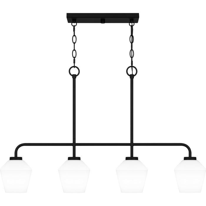 Quoizel NIE436MBK Four Light Linear Chandelier, Matte Black