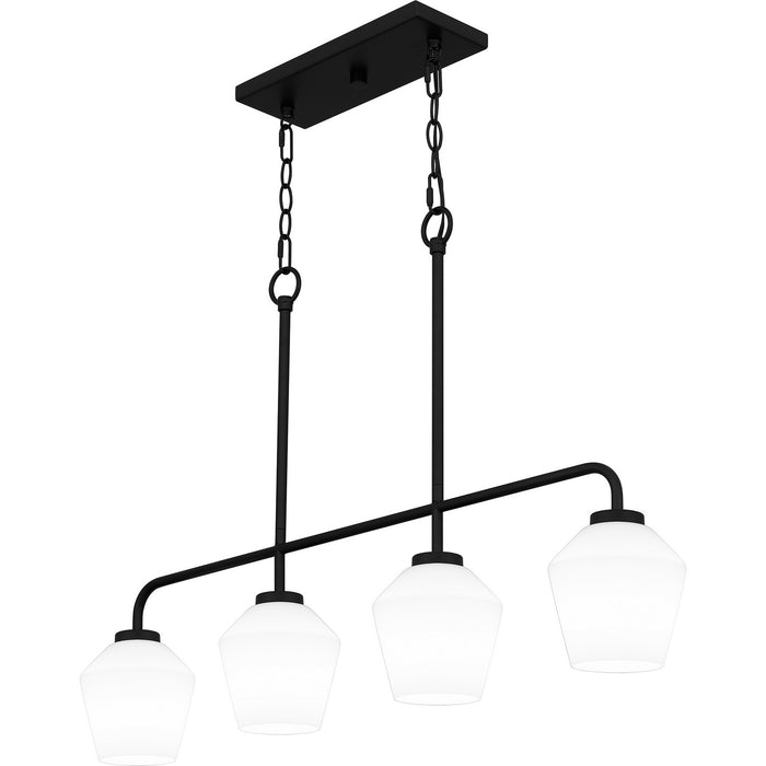Quoizel NIE436MBK Four Light Linear Chandelier, Matte Black
