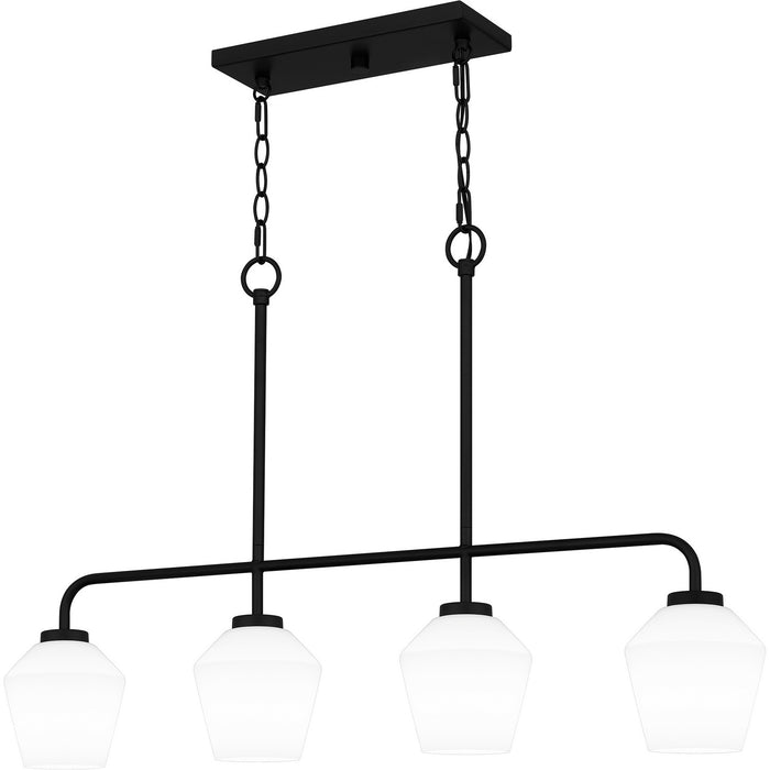 Quoizel NIE436MBK Four Light Linear Chandelier, Matte Black