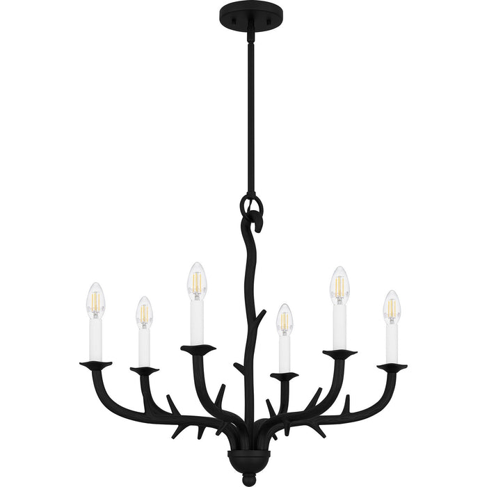 Quoizel OAK5025EK Six Light Chandelier, Earth Black