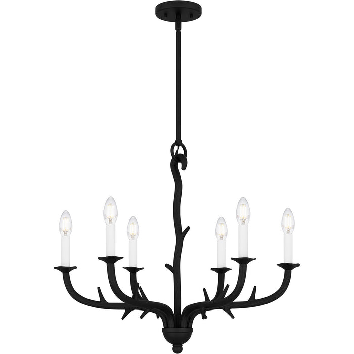 Quoizel OAK5025EK Six Light Chandelier, Earth Black