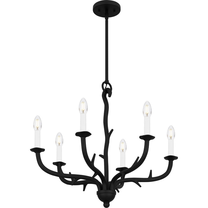 Quoizel OAK5025EK Six Light Chandelier, Earth Black