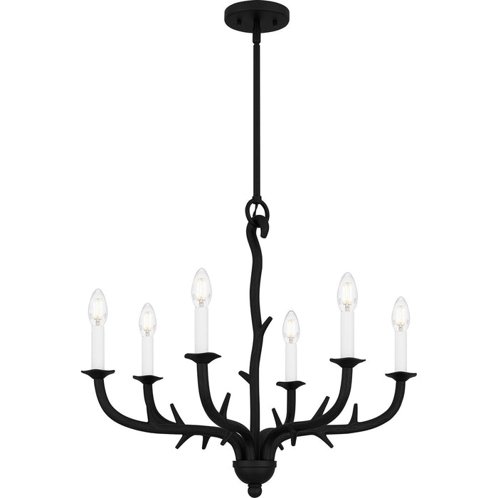 Quoizel OAK5025EK Six Light Chandelier, Earth Black