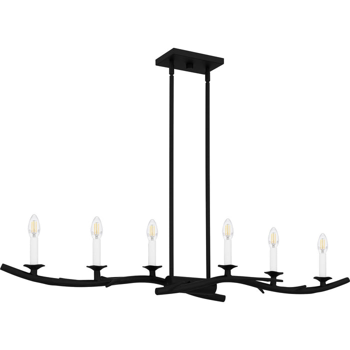 Quoizel OAK644EK Six Light Linear Chandelier, Earth Black