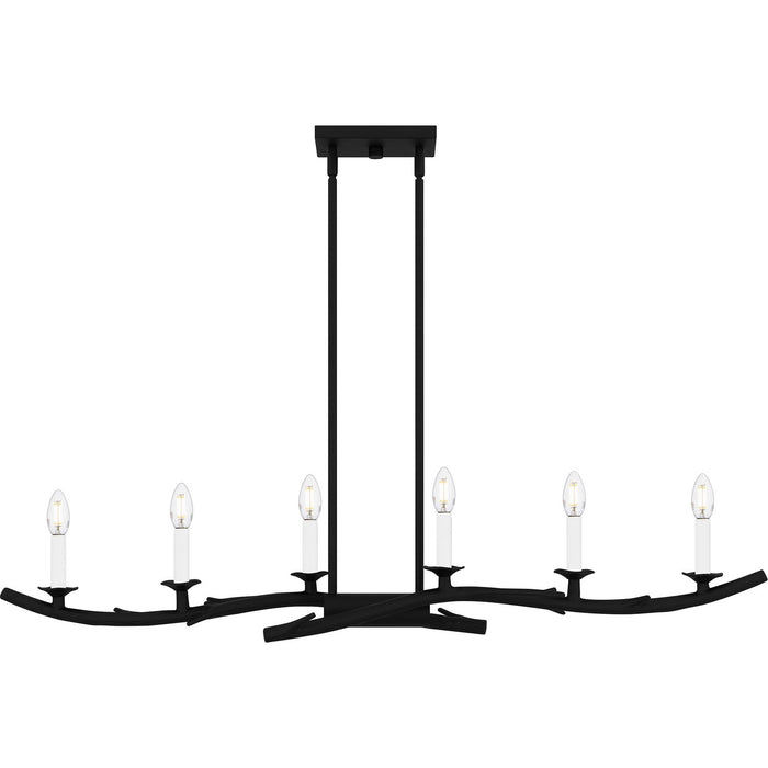Quoizel OAK644EK Six Light Linear Chandelier, Earth Black
