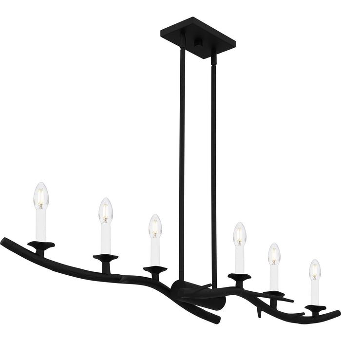 Quoizel OAK644EK Six Light Linear Chandelier, Earth Black