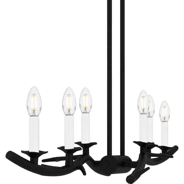 Quoizel OAK644EK Six Light Linear Chandelier, Earth Black