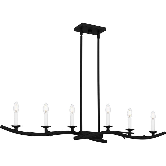Quoizel OAK644EK Six Light Linear Chandelier, Earth Black