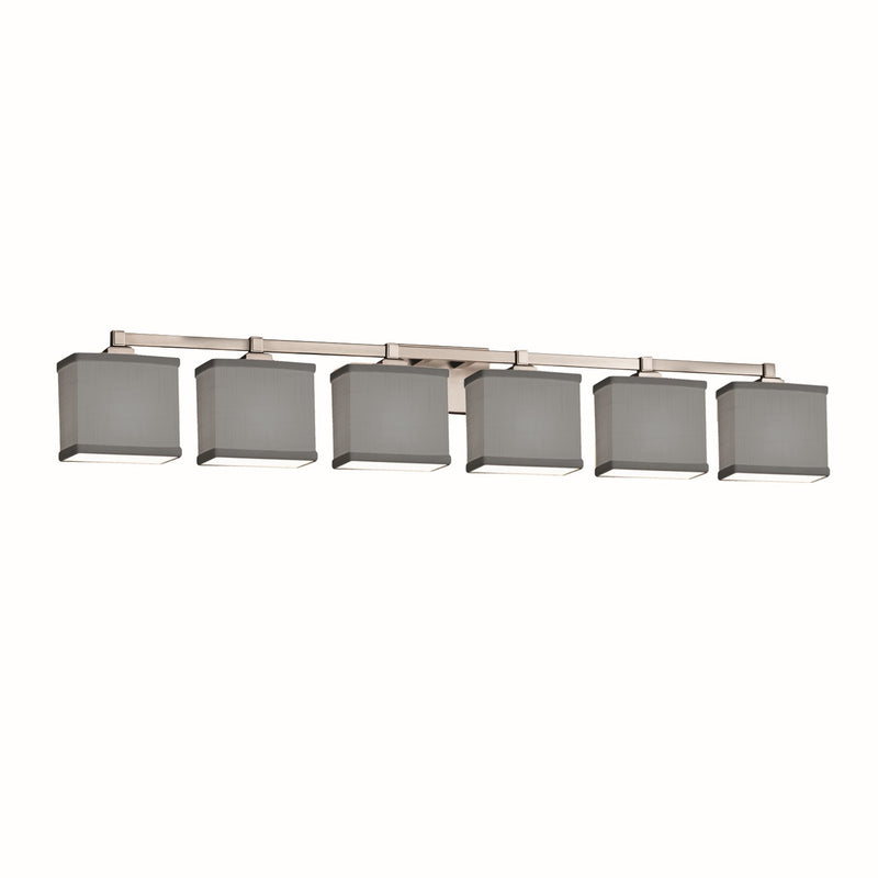 Justice Designs FAB-8436-55-GRAY-NCKL Six Light Bath Bar, Brushed Nickel