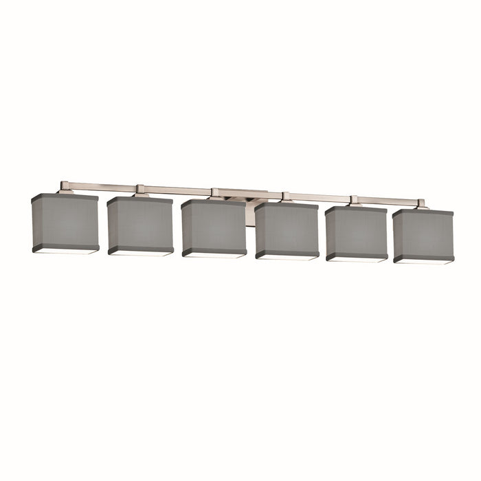 Justice Designs FAB-8436-55-GRAY-NCKL Six Light Bath Bar, Brushed Nickel