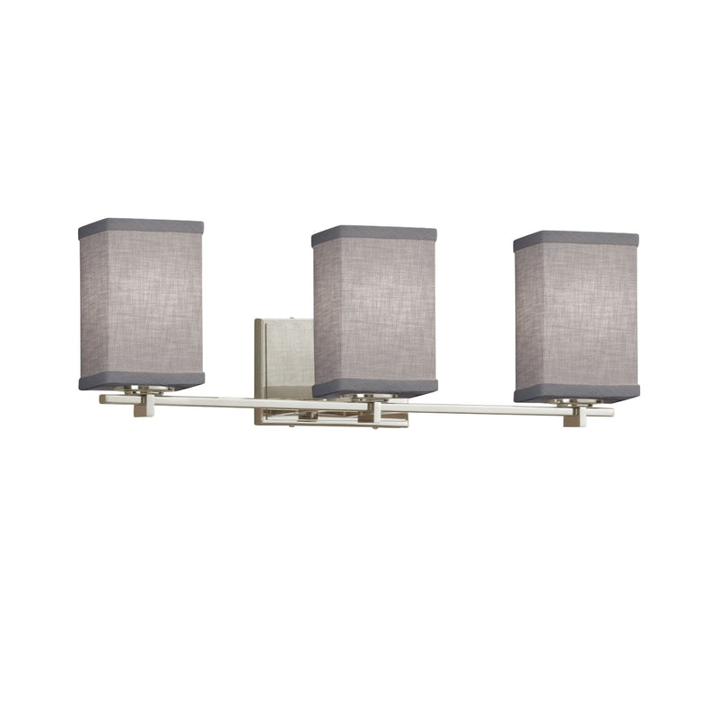 Justice Designs FAB-8443-15-GRAY-NCKL Three Light Bath Bar, Brushed Nickel