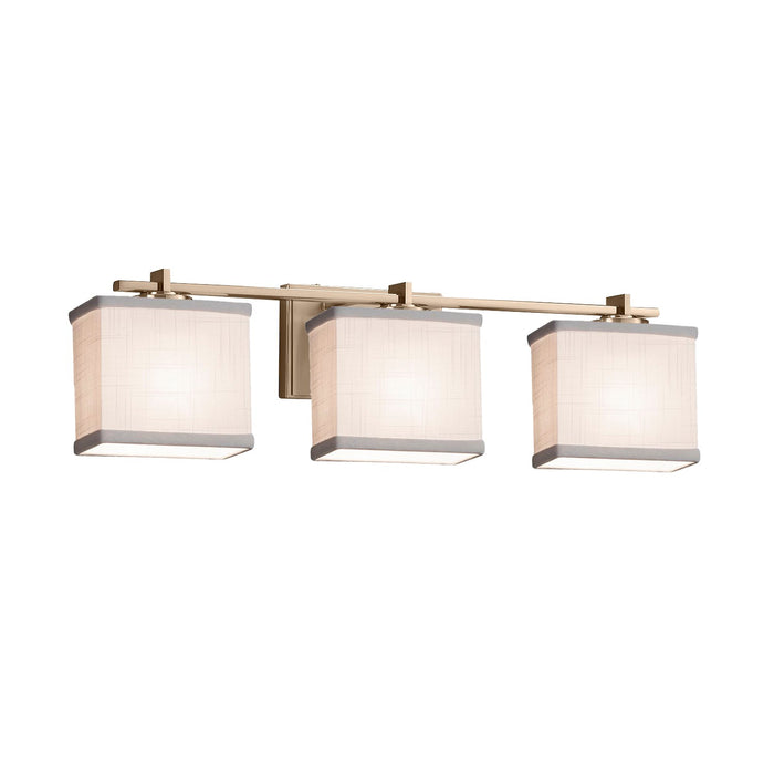 Justice Designs FAB-8443-55-WHTE-BRSS Three Light Bath Bar, Brushed Brass