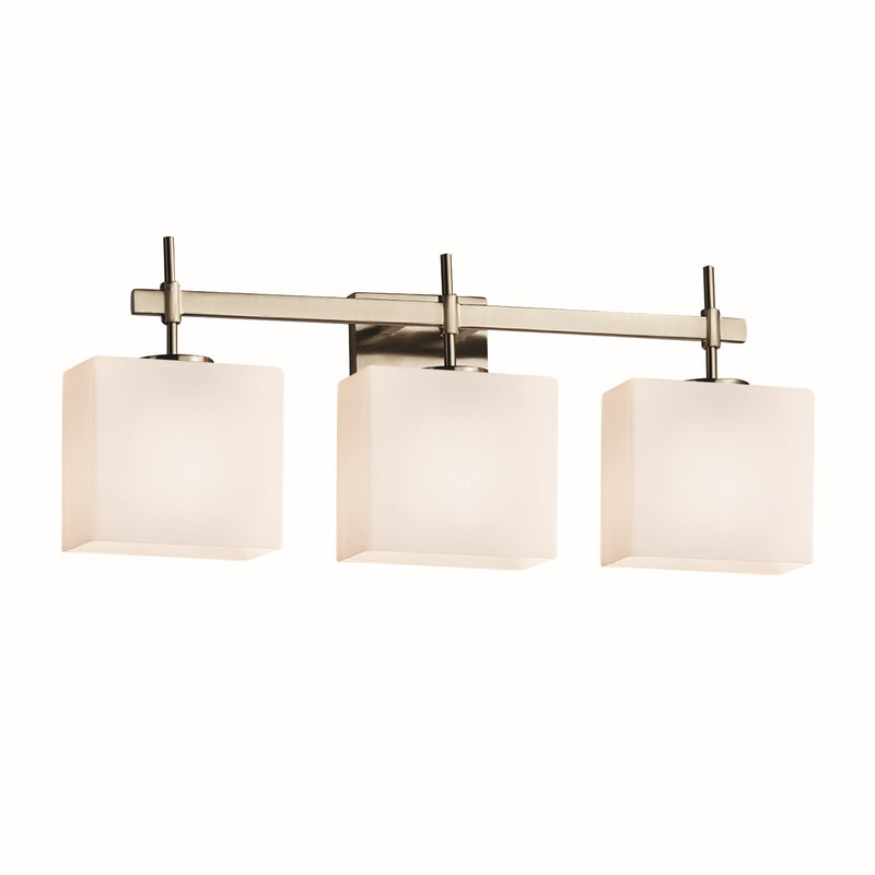 Justice Designs FSN-8413-55-OPAL-NCKL Three Light Bath Bar, Brushed Nickel