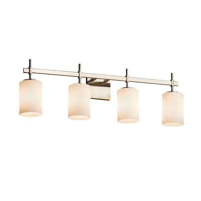 Justice Designs FSN-8414-10-OPAL-NCKL Four Light Bath Bar, Brushed Nickel