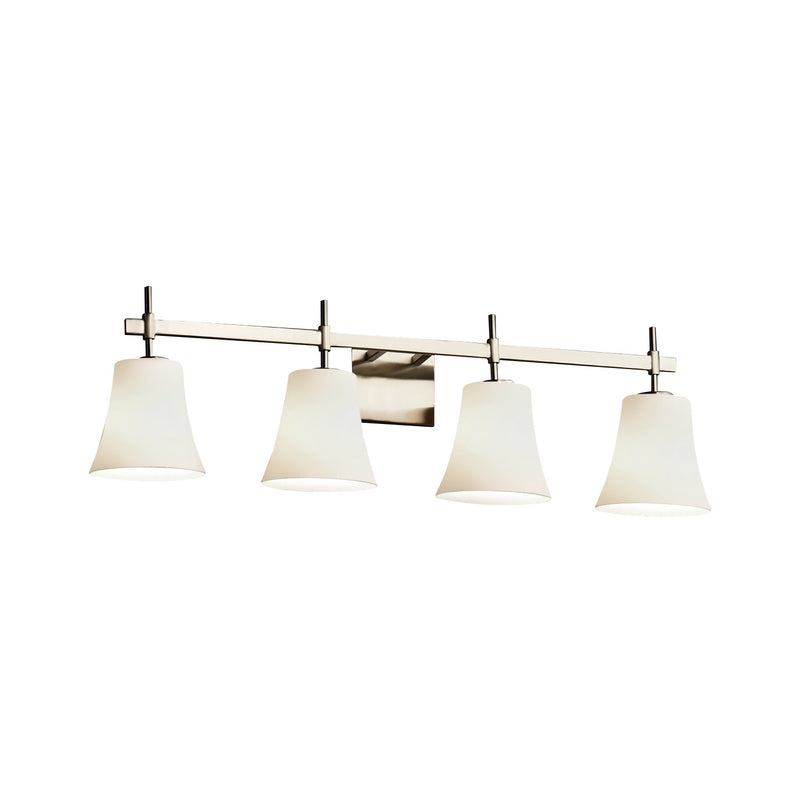 Justice Designs FSN-8414-20-OPAL-NCKL Four Light Bath Bar, Brushed Nickel