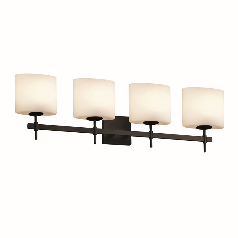 Justice Designs FSN-8414-30-OPAL-MBLK Four Light Bath Bar, Matte Black