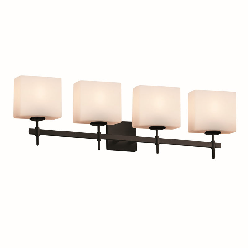 Justice Designs FSN-8414-55-OPAL-MBLK Four Light Bath Bar, Matte Black