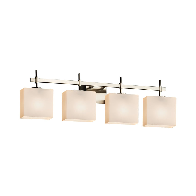 Justice Designs FSN-8414-55-OPAL-NCKL Four Light Bath Bar, Brushed Nickel
