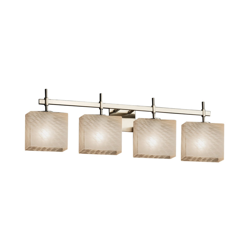 Justice Designs FSN-8414-55-WEVE-NCKL Four Light Bath Bar, Brushed Nickel