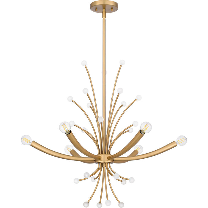 Quoizel PCKIE5029BWS Six Light Chandelier, Brushed Weathered Brass