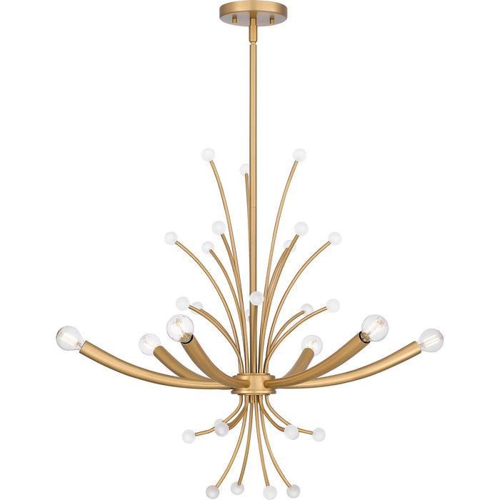 Quoizel PCKIE5029BWS Six Light Chandelier, Brushed Weathered Brass