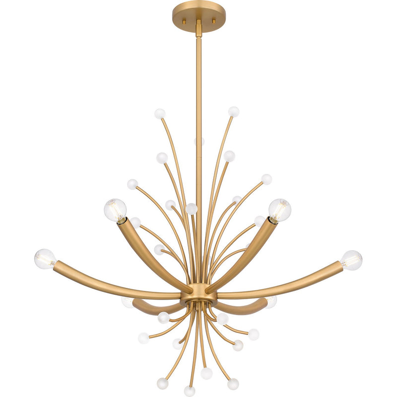 Quoizel PCKIE5029BWS Six Light Chandelier, Brushed Weathered Brass