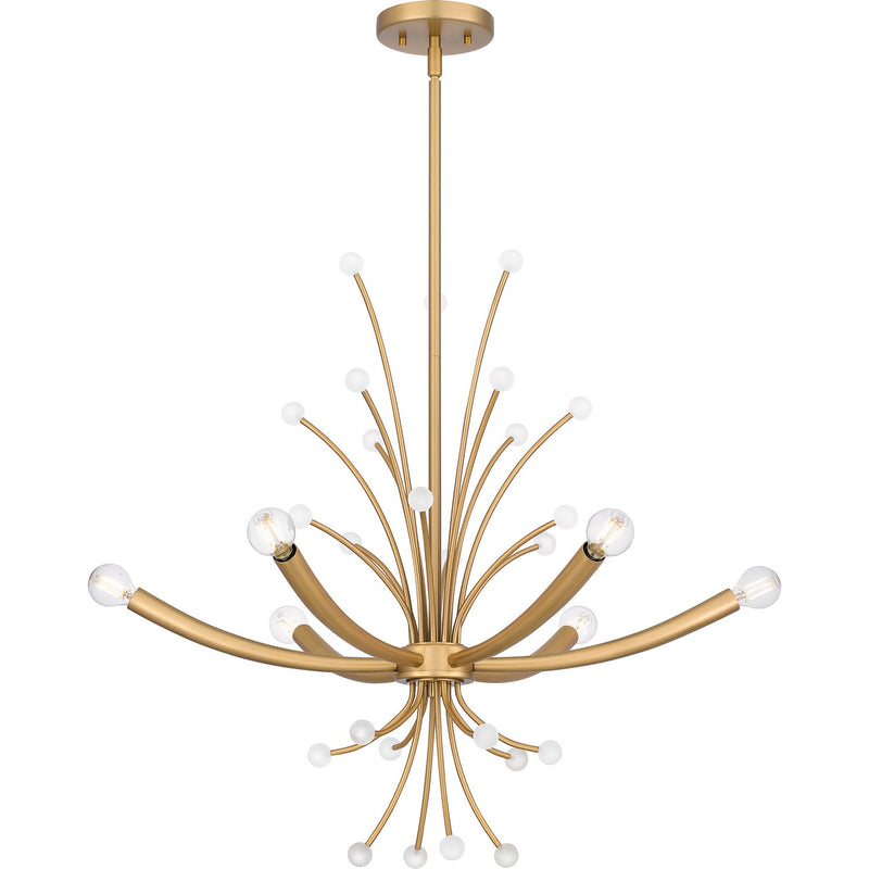 Quoizel PCKIE5029BWS Six Light Chandelier, Brushed Weathered Brass