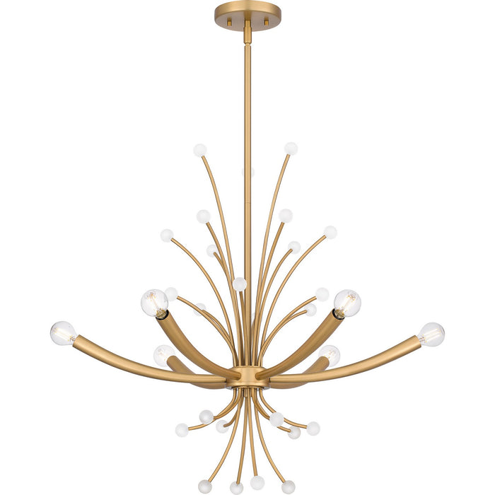 Quoizel PCKIE5029BWS Six Light Chandelier, Brushed Weathered Brass
