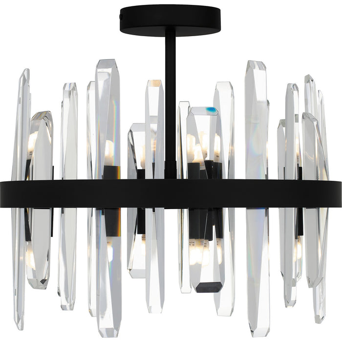 Quoizel PCRGL1716MBK Eight Light Semi Flush Mount, Matte Black