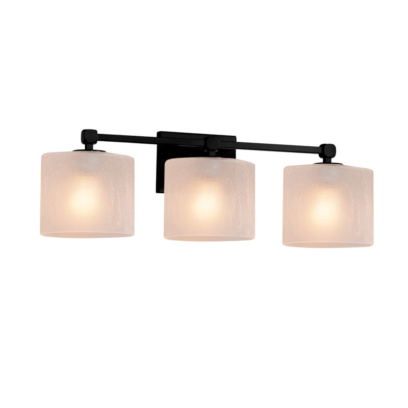 Justice Designs FSN-8423-30-FRCR-MBLK Three Light Bath Bar, Matte Black