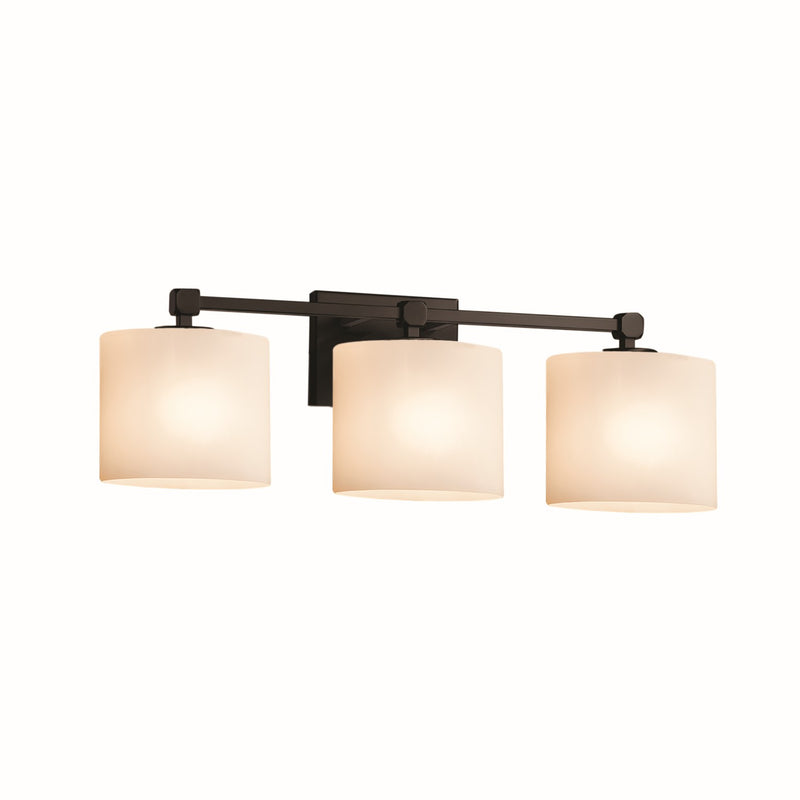 Justice Designs FSN-8423-30-OPAL-MBLK Three Light Bath Bar, Matte Black