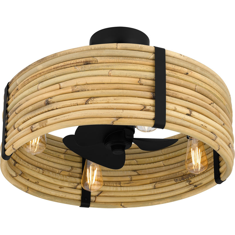 Quoizel QFA6200MBK Four Light Fandelier, Matte Black