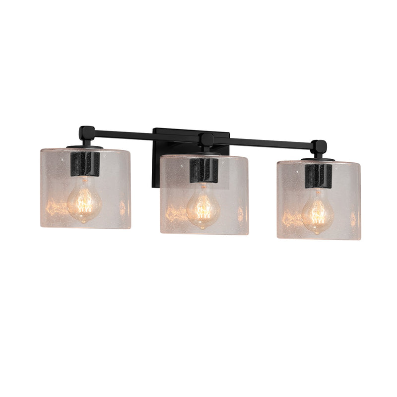 Justice Designs FSN-8423-30-SEED-MBLK Three Light Bath Bar, Matte Black