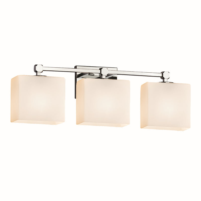 Justice Designs FSN-8423-55-OPAL-CROM Three Light Bath Bar, Polished Chrome