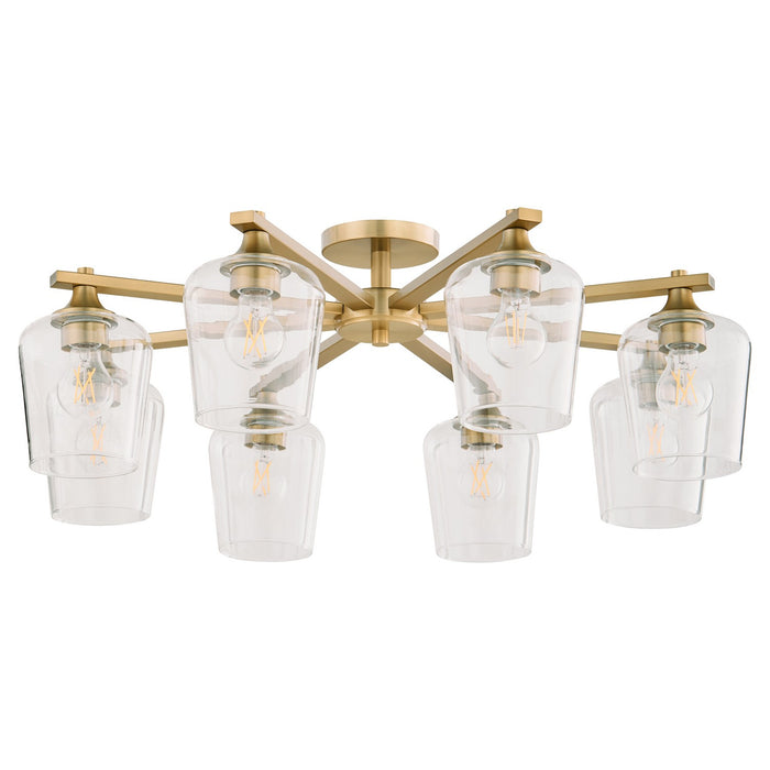 Quorum 358-8-80 Eight Light Ceiling Mount, Aged Brass