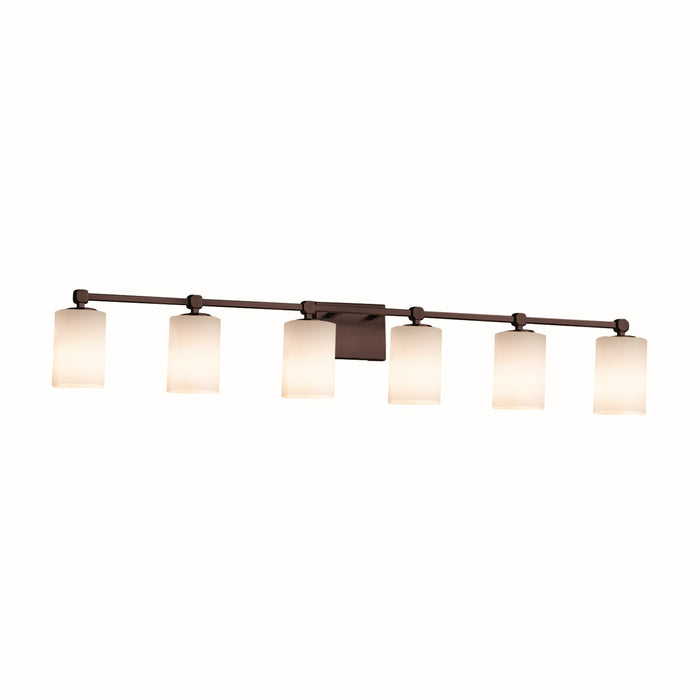 Justice Designs FSN-8426-10-OPAL-DBRZ Six Light Bath Bar, Dark Bronze