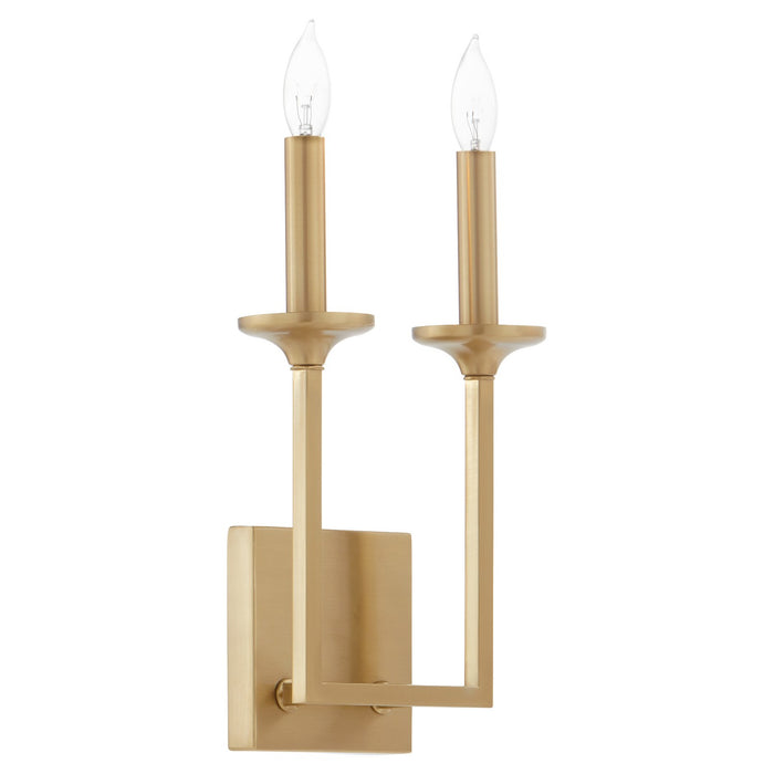 Quorum 5005-2-80 Two Light Wall Mount, Aged Brass