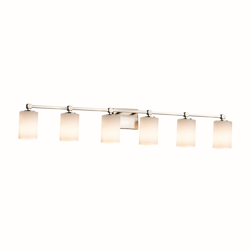Justice Designs FSN-8426-10-OPAL-NCKL Six Light Bath Bar, Brushed Nickel