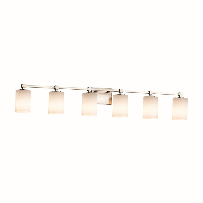 Justice Designs FSN-8426-10-OPAL-NCKL Six Light Bath Bar, Brushed Nickel