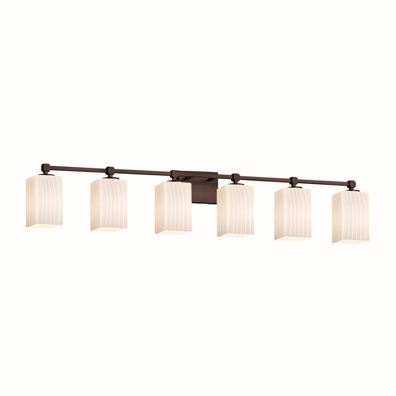 Justice Designs FSN-8426-15-RBON-DBRZ Six Light Bath Bar, Dark Bronze