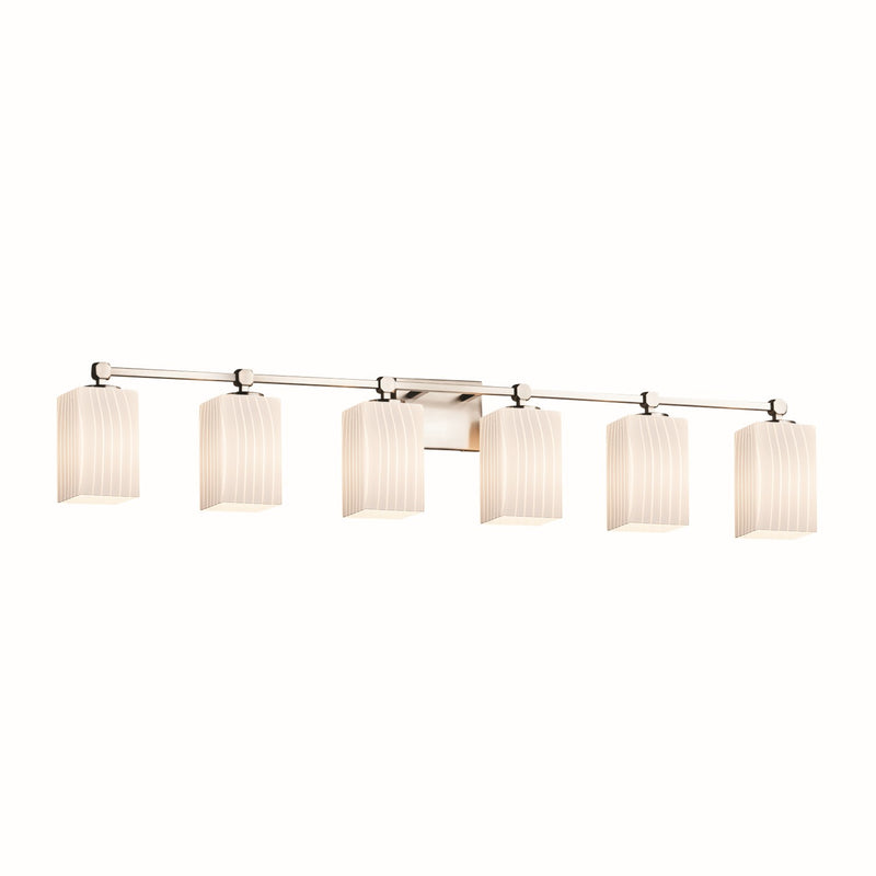 Justice Designs FSN-8426-15-RBON-NCKL Six Light Bath Bar, Brushed Nickel